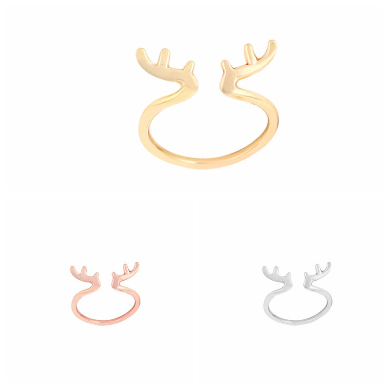 Animal Cute Antler Rings Deer Horn Ring Christmas Gifts R096