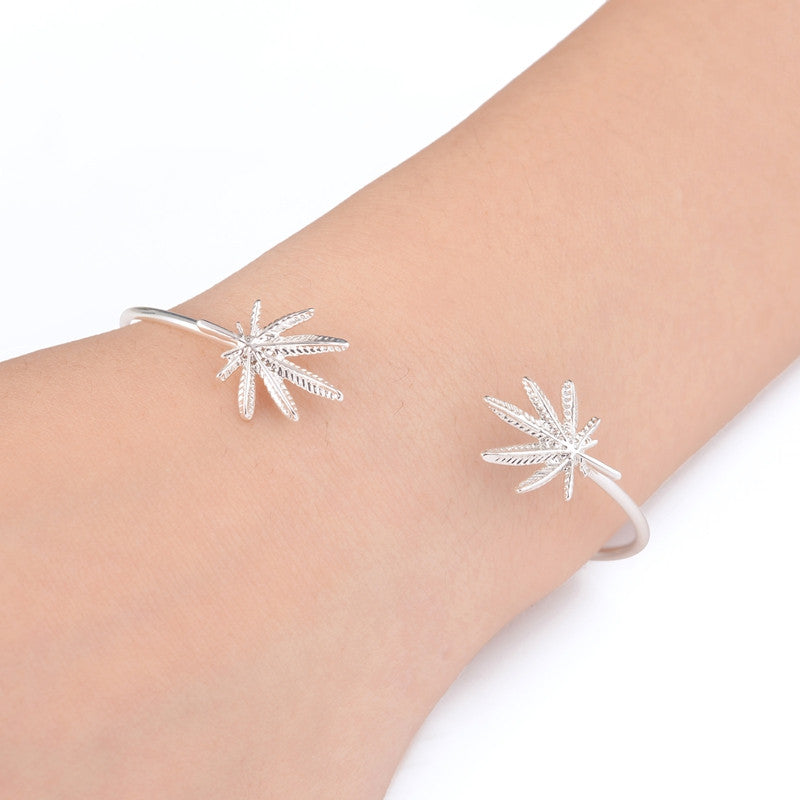 Detailed Leaf Wire Cuff Bracelet Bangles Maple Leaf Plants Bangles 10pcs-G041