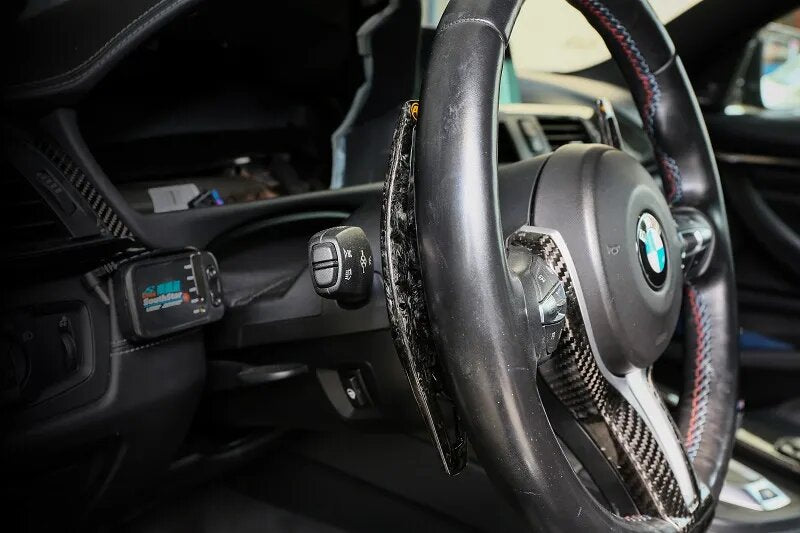 Armaspeed BMW F10 F12 F80 F82 F87 Palettes de changement de vitesse en fibre de carbone forgée M-Power noir brillant (Inc M2, M3, M4 et M5) - ML Performance UK