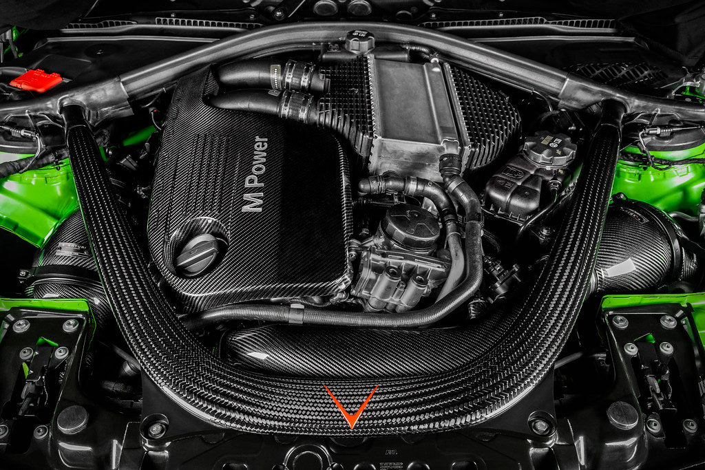 All the components come together in the engine bay to produce a genuine improvement in the driving experience as well as providing an incredible visual display of form and function in complete harmony.  This intake system is available in black carbon fiber as well as a range of Kevlar options in Red, Blue, Yellow or Orange.