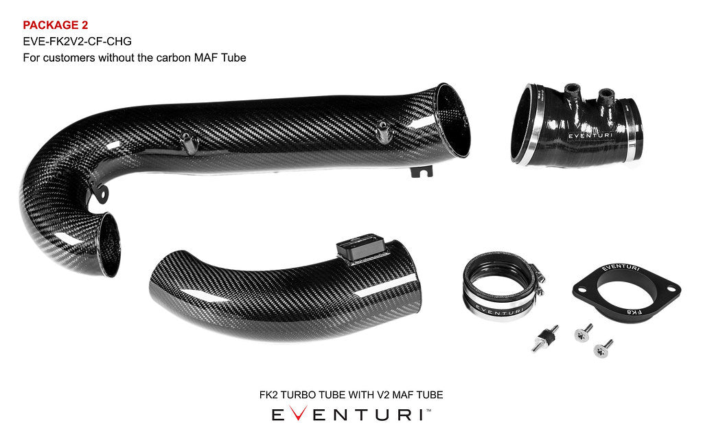 OPTION 2: The second option is for Eventuri intake owners who don't have the carbon MAF tube. This package includes the Turbo Tube and the carbon MAF tube as shown here: