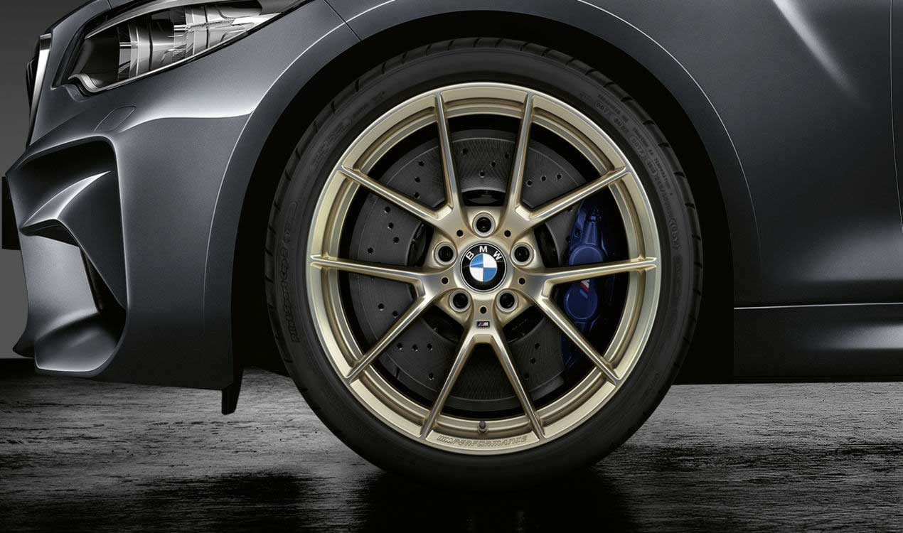 Genuine BMW F80 F82 M Performance Y-Spoke 763 Frozen Matte Gold & Glossy Milled 19"/20" Wheels with Tyres (M3 & M4) - ML Performance UK