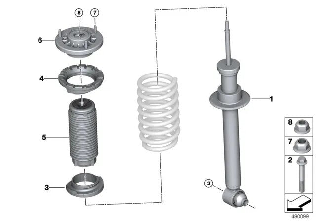 Genuine BMW G30 Rear Auxiliary Shock Absorber (Inc. 520i, 530e, 530i & 540ix) - ML Performance UK