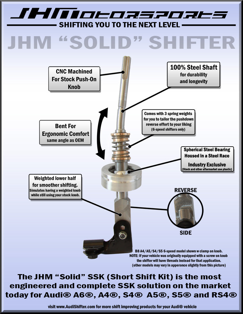 JHM Audi B8 B8.5 Solid Short Throw Shifter (A4, A5, S4 & S5) - ML Performance UK