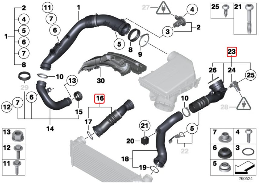 Masata BMW N55 F15 F16 Aluminium Chargepipe & Turbo to Intercooler Pipe (X5 35i & X6 35i) - ML Performance UK