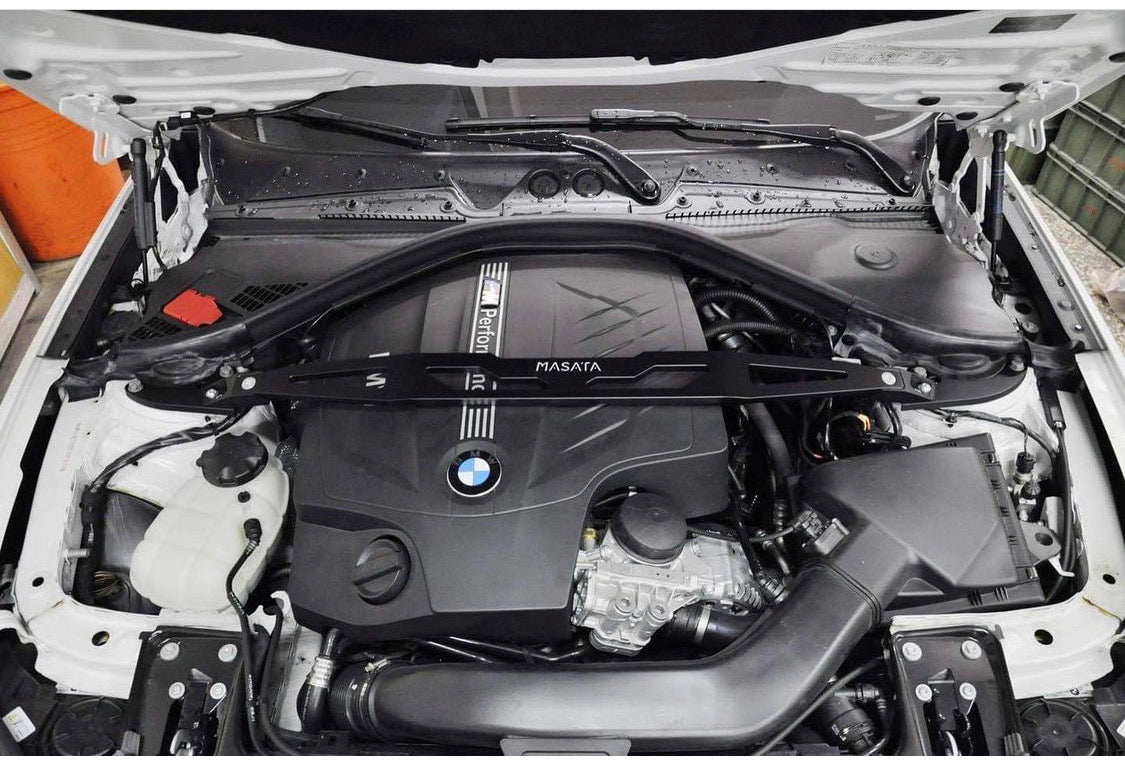 Masata BMW F20 F30 Strut Brace (M135i, 316i, 318i, 320i, 328i & 335i) Fitted Photo - ML Performance EU