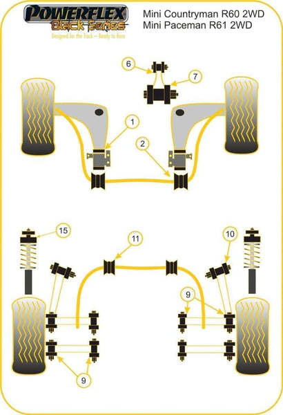 Powerflex Mini R60 R61 Black Series Front Arm Rear Bush