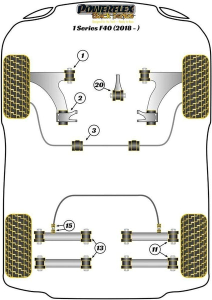 Powerflex BMW MIN F40 F44 F48 F56 Black Series Front Arm Front Bush Camber Adjustable