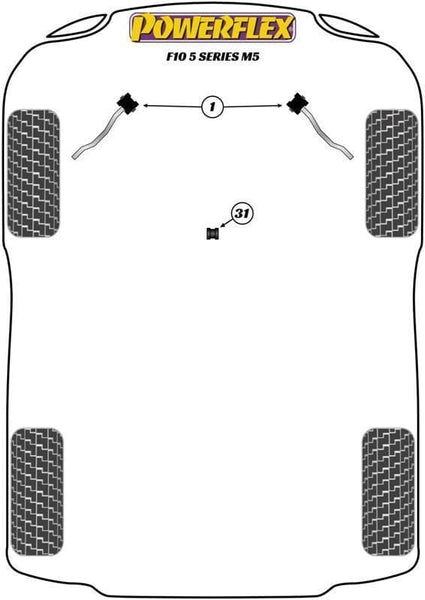 Powerflex BMW F06 F10 F12 F13 Front Radius Arm to Chassis Bush (M5 & M6)