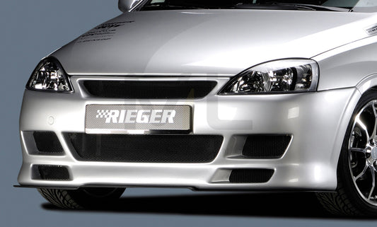 Rieger front bumper for Opel Astra H GTC, Twin-Top 3-dr., 5-dr., Caravan,  Hatchback, Convertible, ABS, with big recess for headlight washing system,  with recess for daylight driving lights