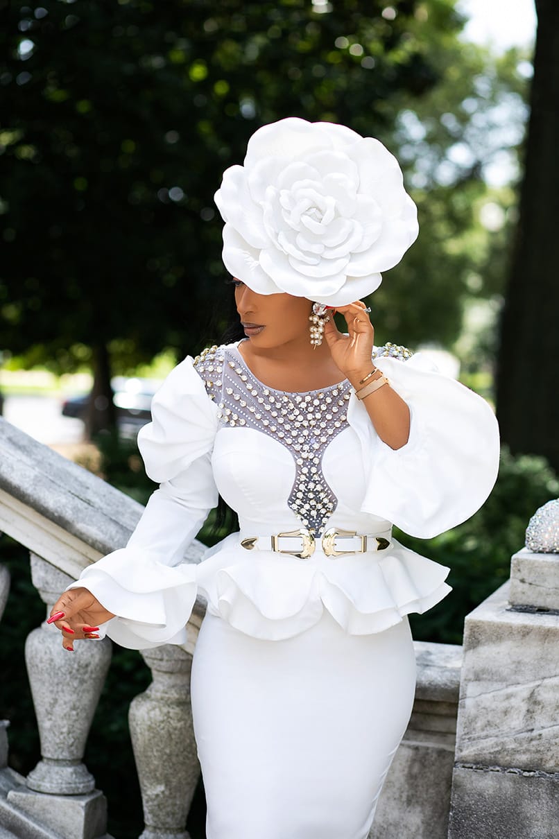 big white flower headband