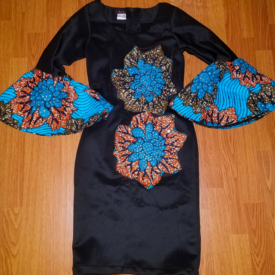 jean gown with ankara patches