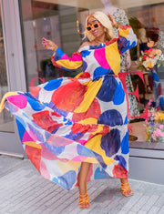 Color Me Beautiful- color burst Maxi Dress (New)