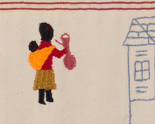 Embroidery of baby in a sling