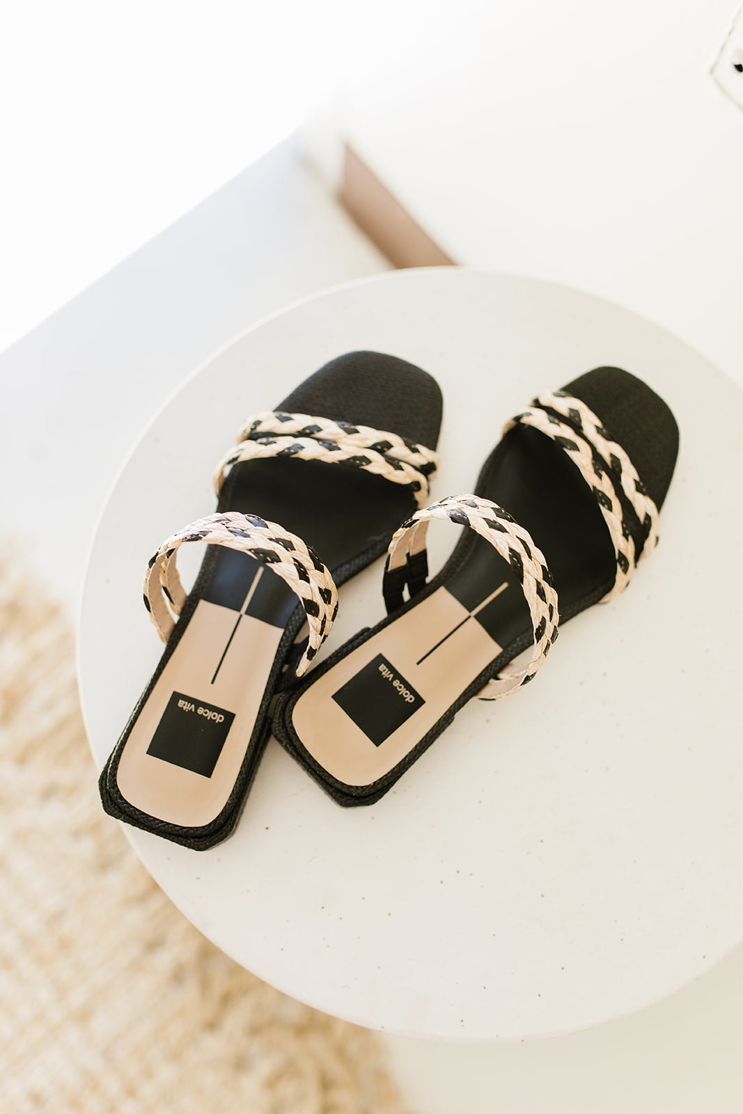 haize raffia sandals in black + natural raffia // dolce vita – shop zoco