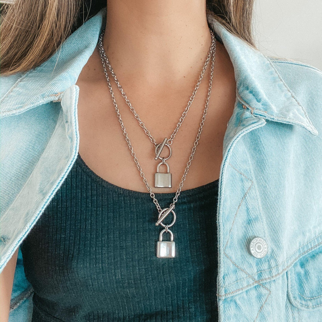 LAYERED SILVER LOCK NECKLACE – HDLA Inc.