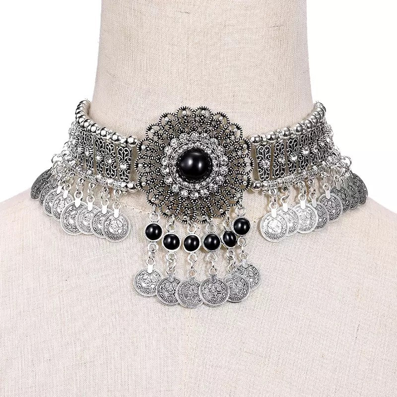 Beautiful White Lace Choker Necklace with Silver-tone Hardware