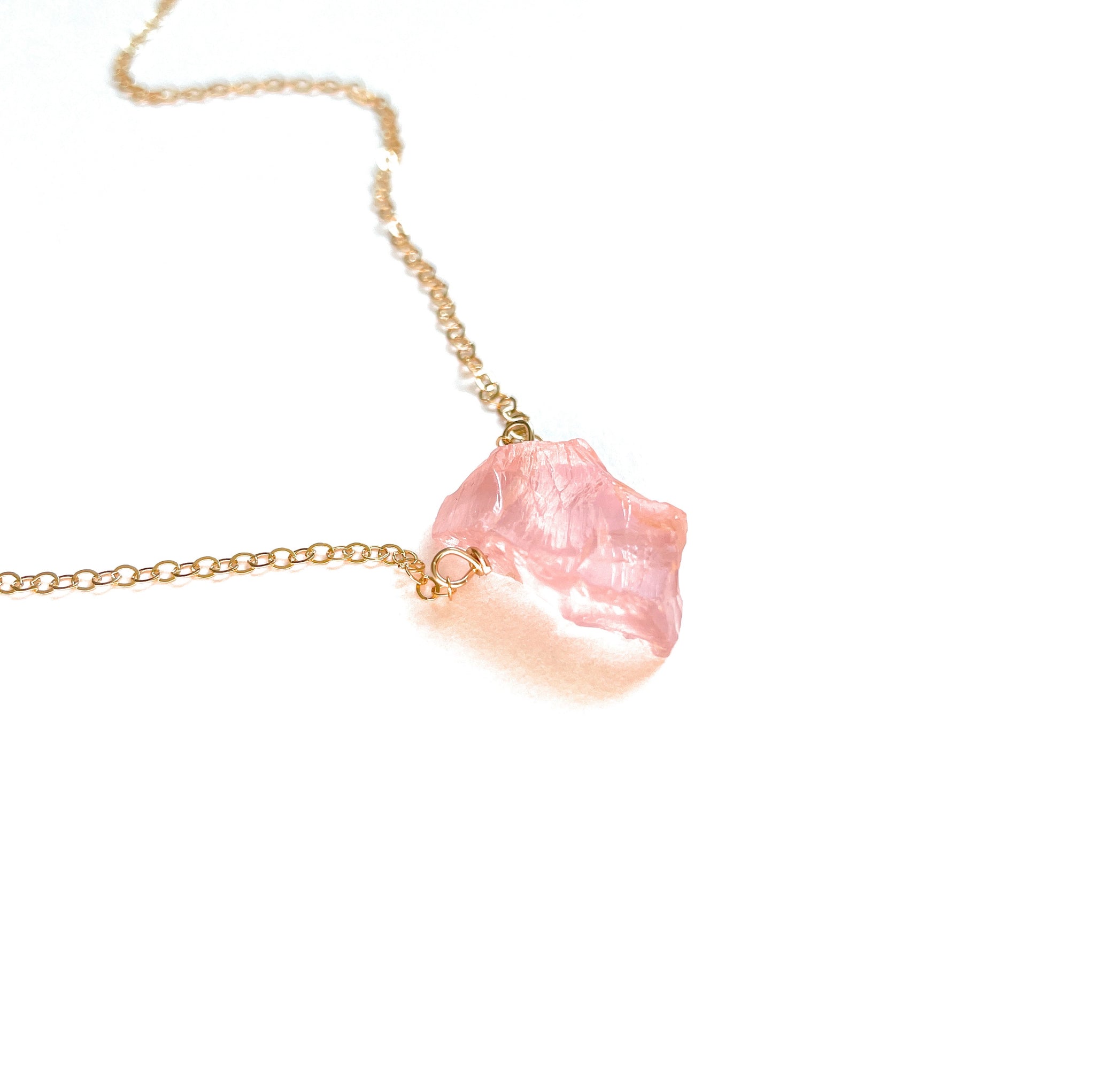 Raw Rose Quartz Crystal Healing Necklace Silver or Gold Filled ...