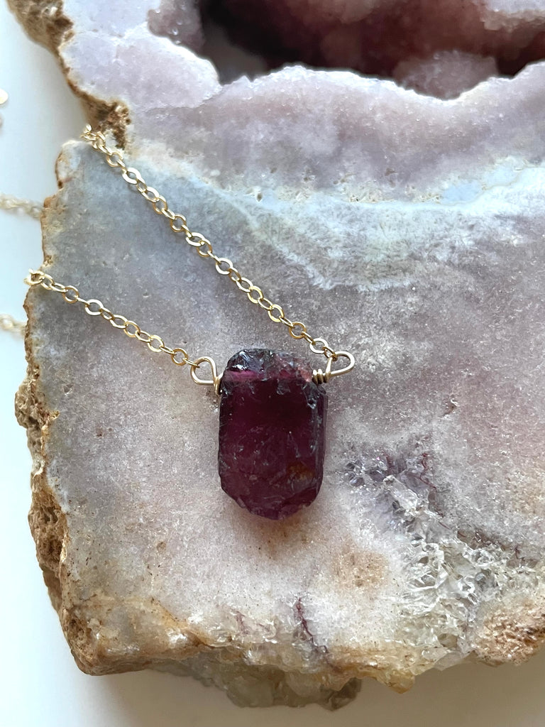 raw garnet necklace