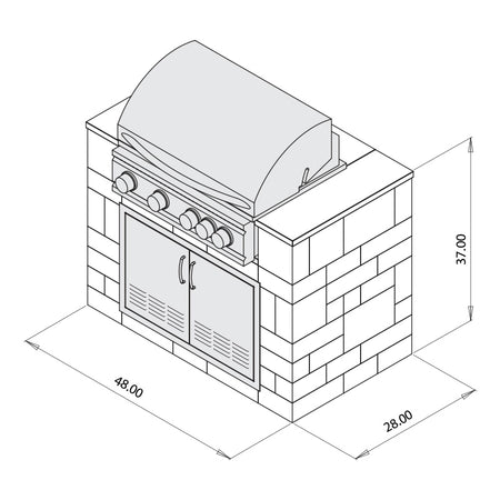 32" Grill Cabinet Kit Dimensions