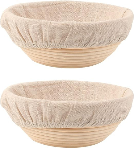 two bread proofing baskets represented in a product photo