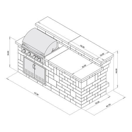 Necessories Grand Island Bar with Grill and Storage Kit Dimensions