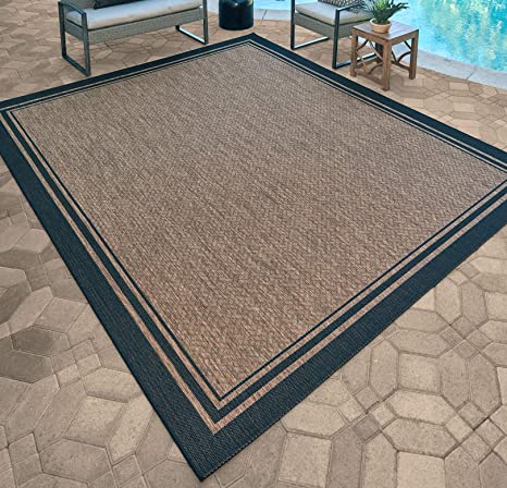 brown and black outdoor rug