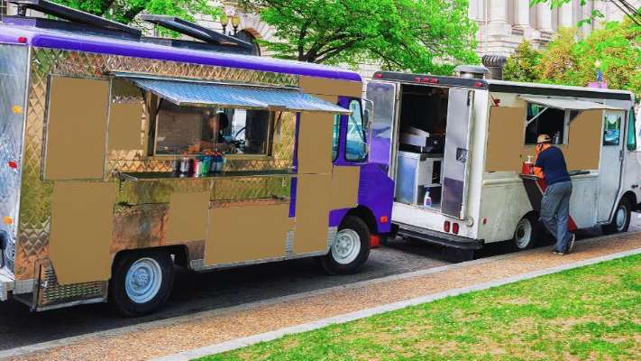 Food trucks parked at festival