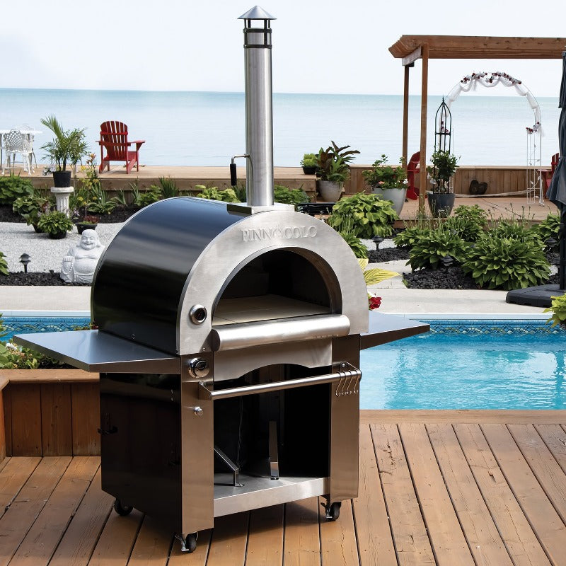 Backyard Pro 31 3/4 Stainless Steel Hybrid Wood / Liquid Propane Outdoor  Countertop Pizza Oven