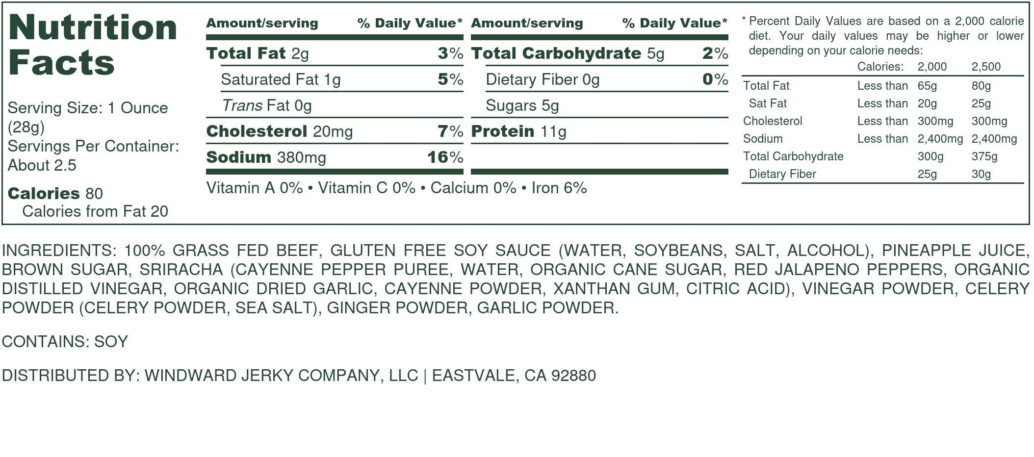 Alakai Jerky Nutrition