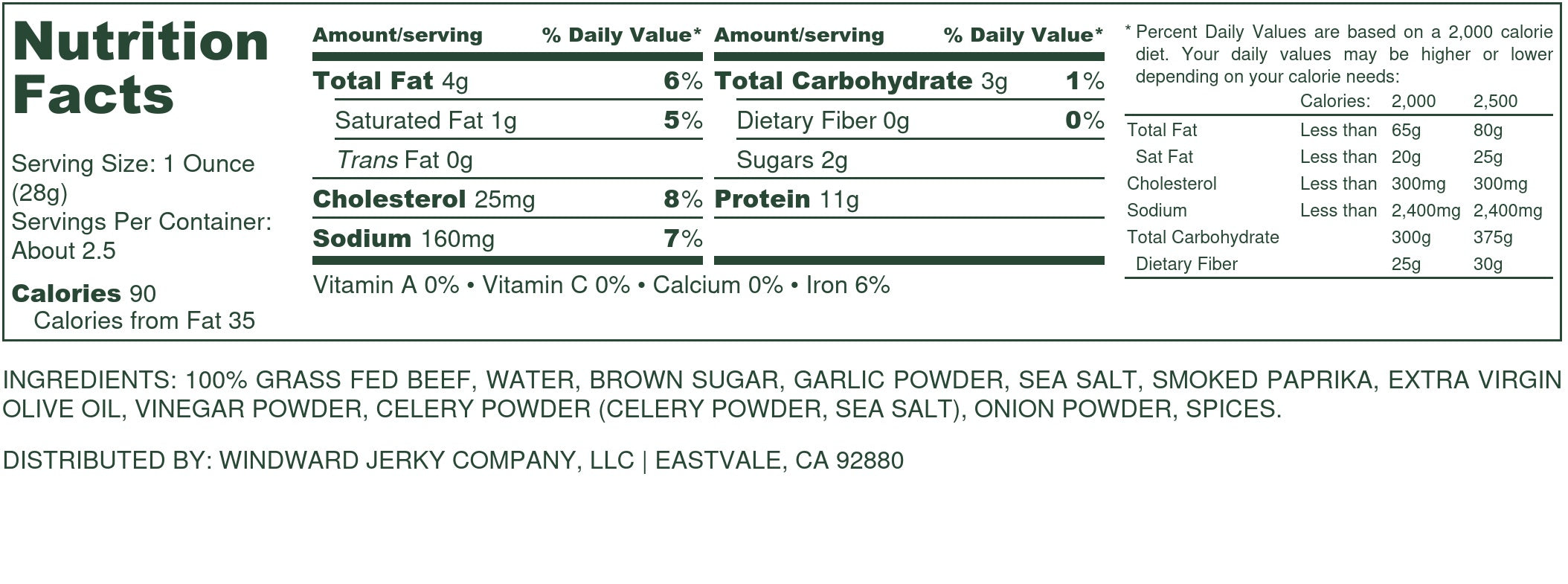 Gaia Beef Jerky Nutrition