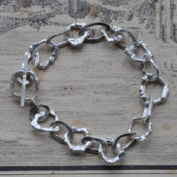 Handmade Chunky Organic Link Sterling Silver Bracelet
