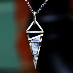 Handmade Triangle Moonstone and Sterling Silver Pendant on and 18