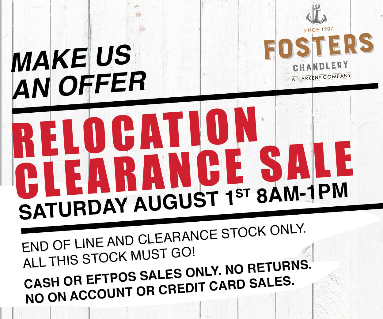 Warehouse relocation - Clearance Sale