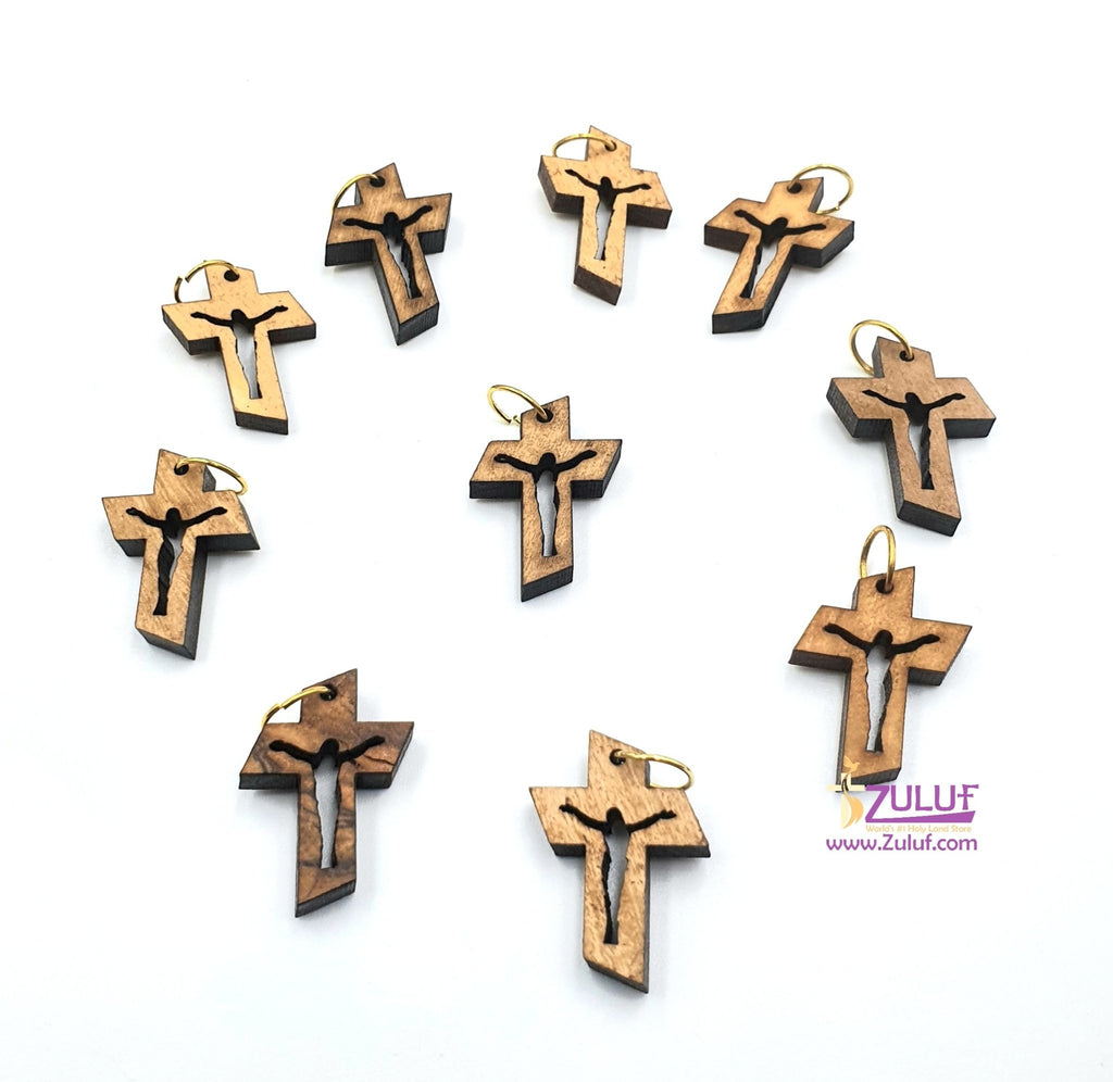 FASHEWELRY 100Pcs Natural Wooden Cross Charms 10 Styles Wood Rosary Cross  Necklace Pendants for DIY Craft Jewelry Making (Wheat)