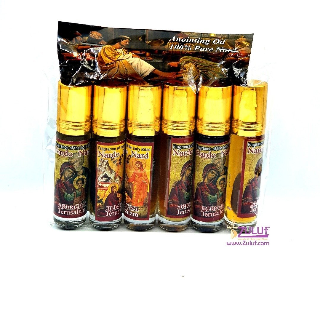 Set of 6 High Quality Nard Oils By Zuluf - Holy Land Anointing Oil from Jerusalem, Nard Made from Locally Sourced Herbs, Essences, and Oils PER024