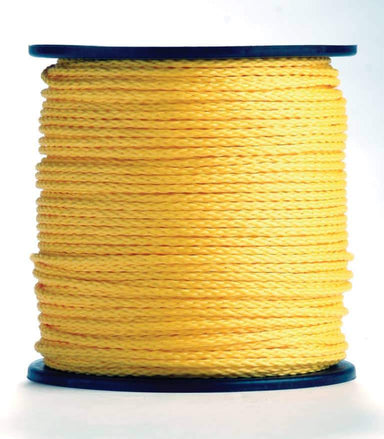 Twisted 3-Strand Yellow Polypropylene Utility Rope - 3/8 x 2400 Feet -  Lightweight & Heavy Duty for DIY Projects, Marine, Commercial Use, Barrier