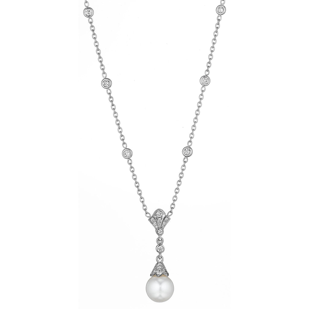 diamond pearl drop necklace