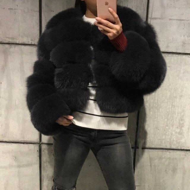 black fur bubble coat