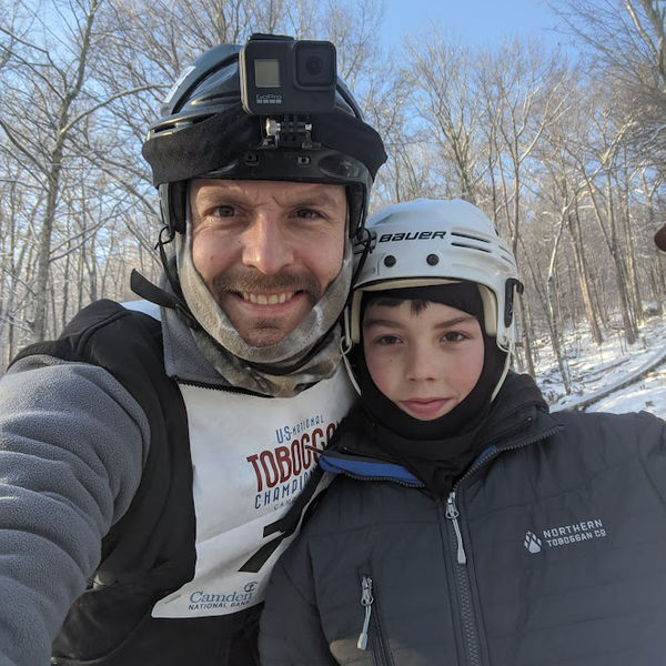 Father Son toboggan team at camden