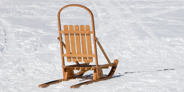 kicksled on winter path