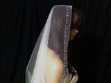 UK - 1 Tier Handsewn Bridal Wedding VEIL - with Beads and Sequins - Ivory 3 metres - 3115