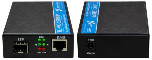 fiber to twisted pair media converter PoE+ RJ45