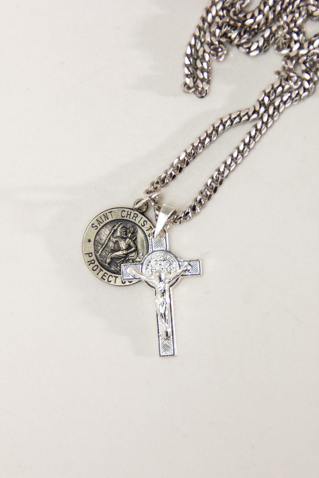 St Christopher Cross Necklace The Silver Stone