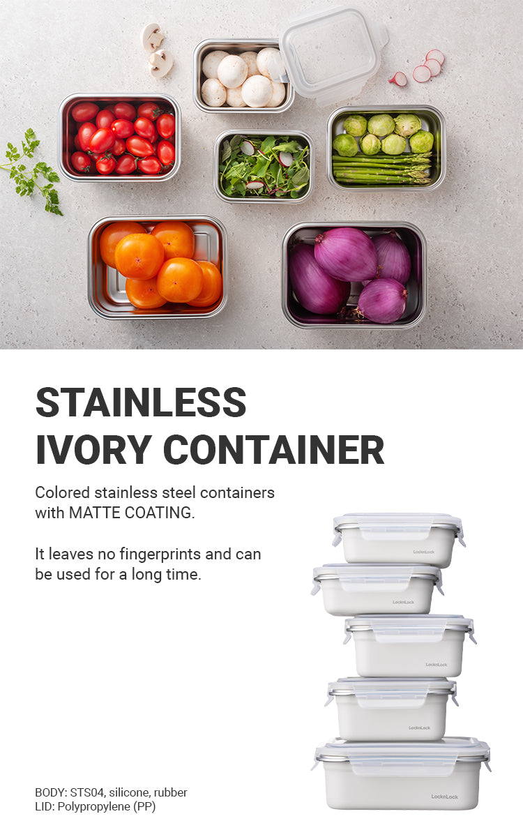 LocknLock Stainless Ivory Container: Microwave-Safe Stainless Steel Containers