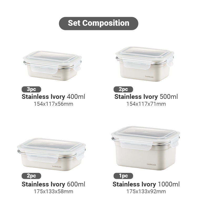 Stainless Steel Food Container Set of 8