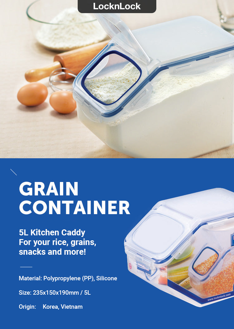 LocknLock Kitchen Caddy Food Container for Rice, Grains, Milk Powder, Flour