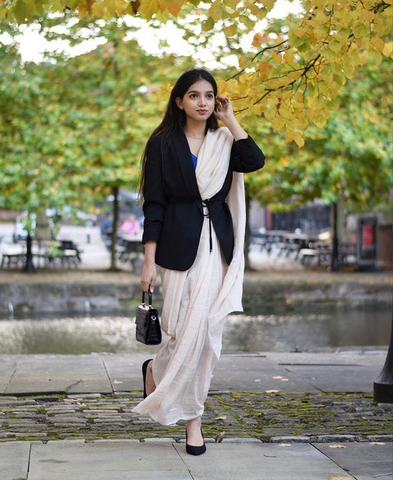 Blazer trends with sarees - Indian Clothing in Denver, CO - India Fashion X