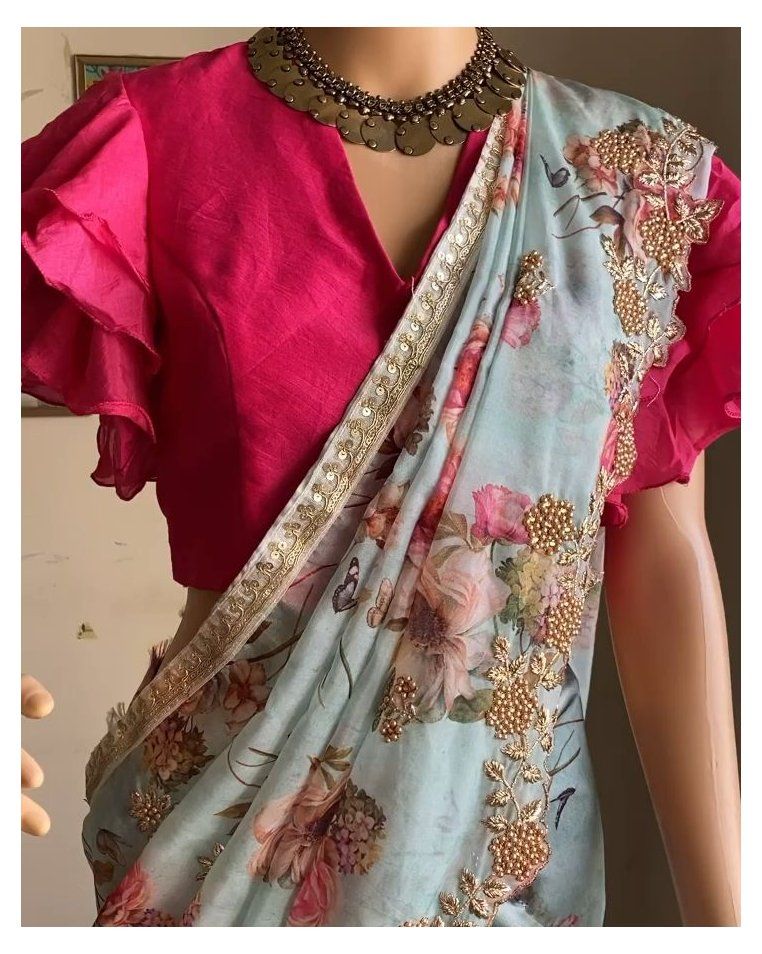 organza blouse top pairing with saree tips- Indian Clothing in Denver, CO - India Fashion X