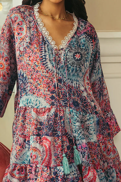 Pink Omni-Printed Tunic- Indian Clothing in Denver, CO, Aurora, CO, Boulder, CO, Centennial, CO, Fort Collins, CO, Colorado Springs, CO, Cherry Creek, CO, Highlands Ranch, CO, and Longmont, CO. Nationwide shipping, USA - India Fashion X